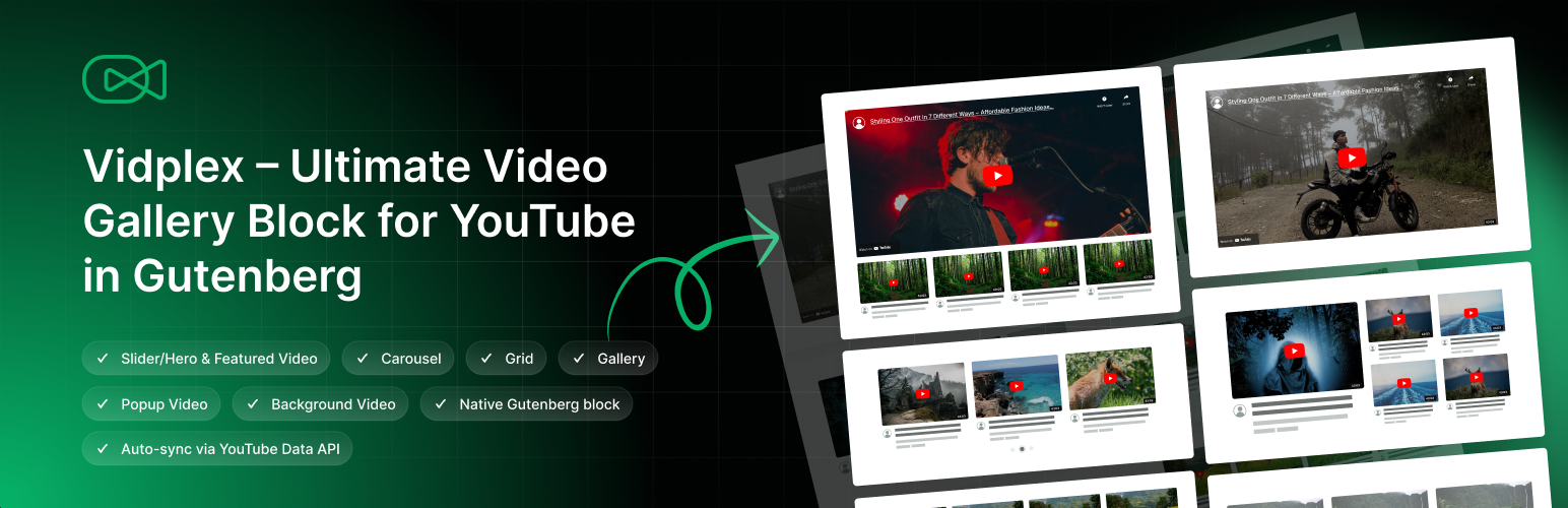 Vidplex – Ultimate Video Gallery Block for YouTube in Gutenberg
