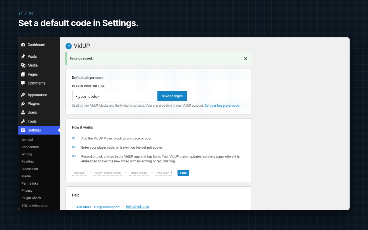 Set a default code in Settings.