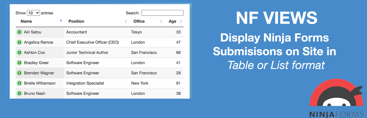 Ninja Forms Views – Display & Edit Ninja Forms Submissions on your site frontend