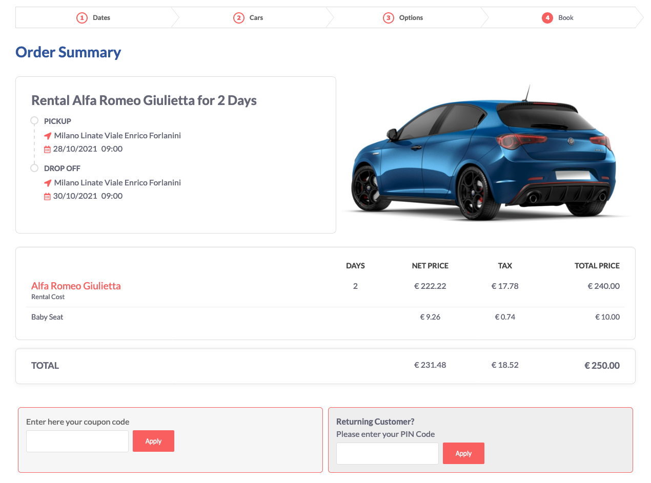 Front-end booking process: customise pretty much anything for the best experience of your clients.