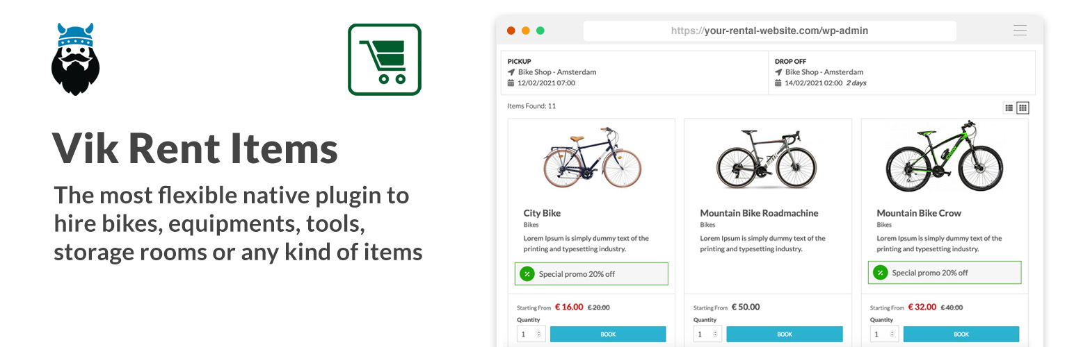WordPress 外掛 VikRentItems Flexible Rental Management System 的封面圖片。