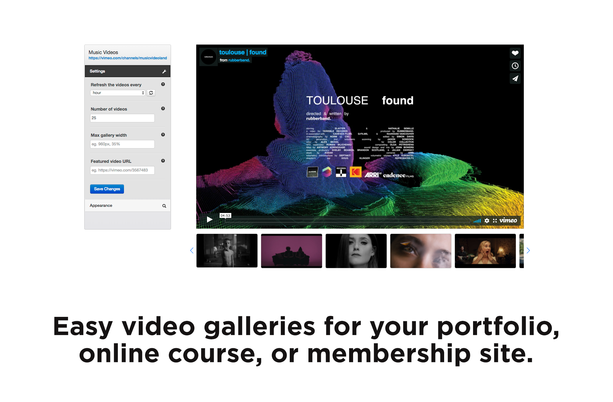 Create a Vimeo video gallery in 30 seconds, tops!