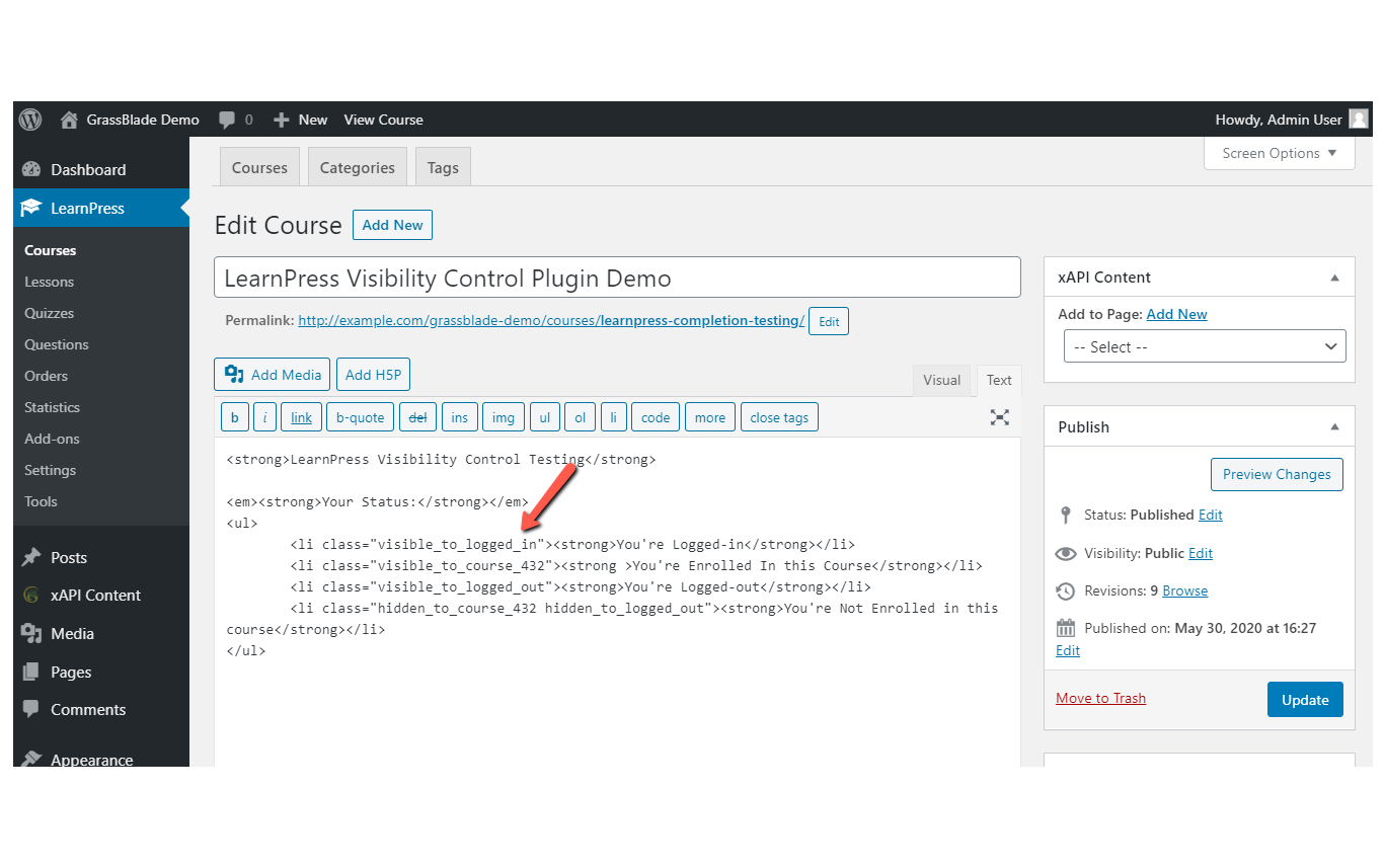 Visibility Control for LearnPress