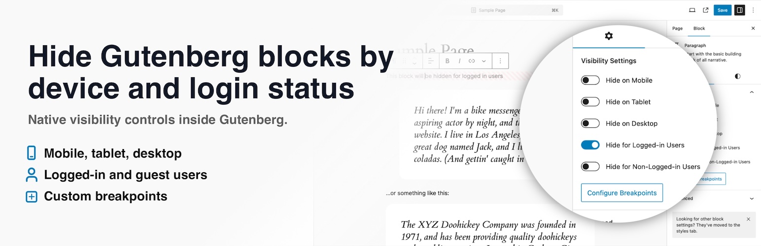 Visibility Controls for Editor Blocks