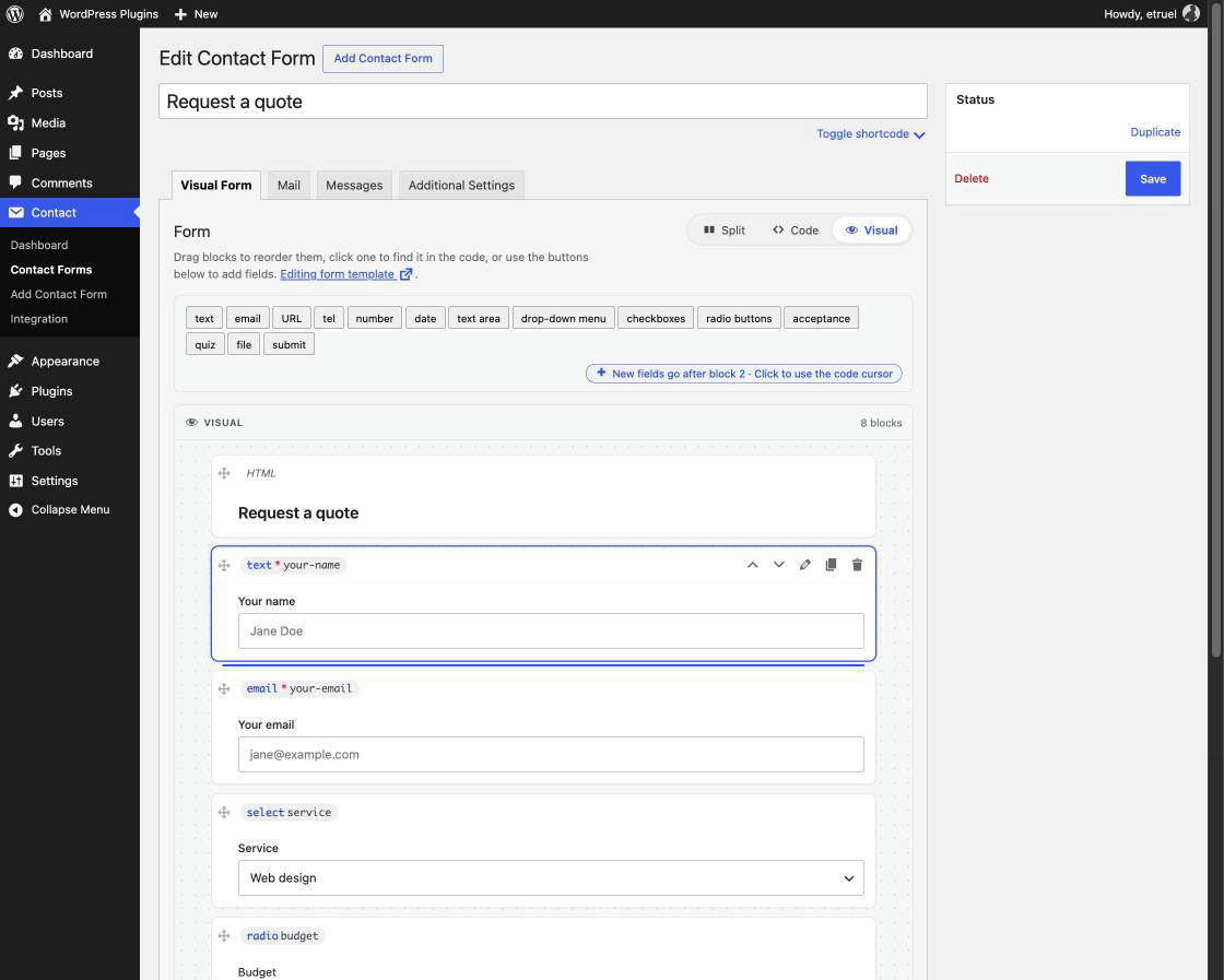 Visual layout: hide the code and focus on your form.