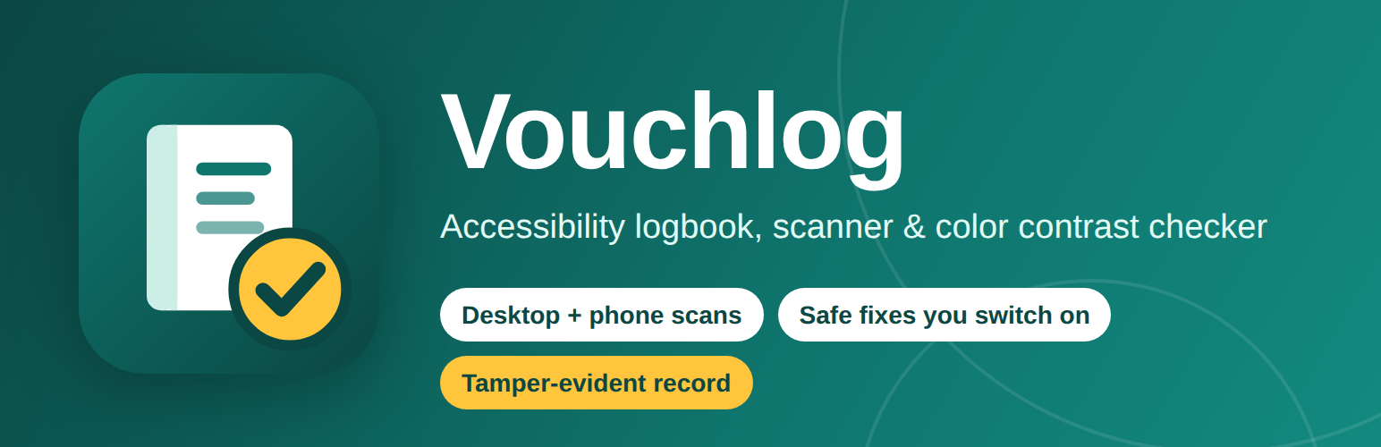 WordPress 外掛 Vouchlog – Accessibility Logbook, Scanner & Color Contrast Checker 的封面圖片