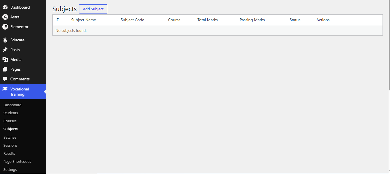 Result entry — subject-wise marks form with automatic calculation.