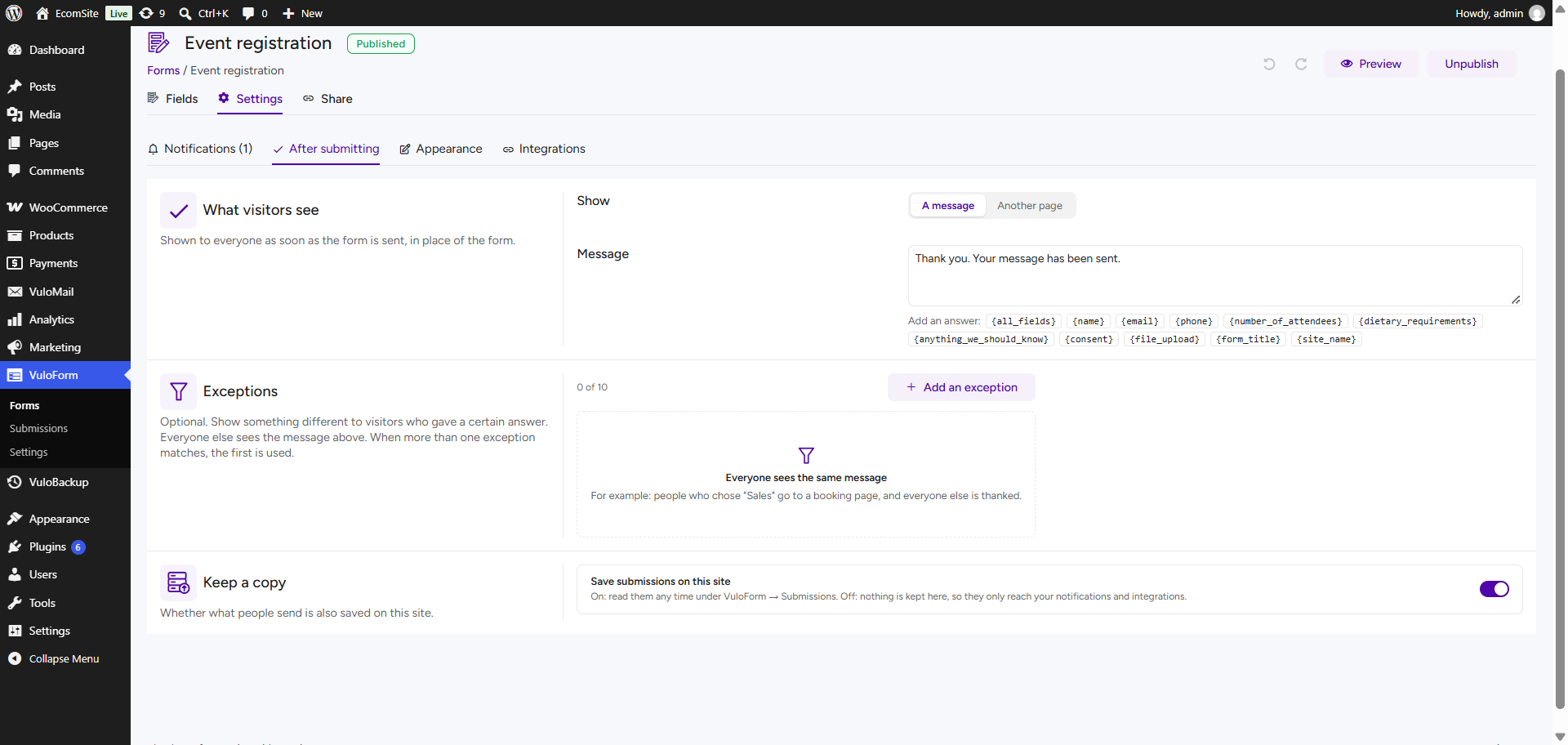 Email customization.