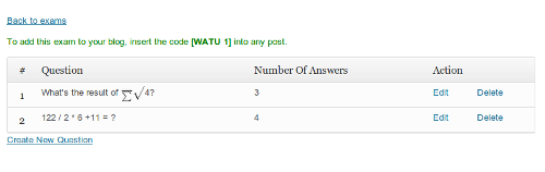 You can add unlimited number of questions in each quiz or exam, and each question can be of single-answer, multiple-answer, or open-end type.