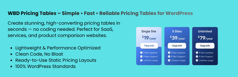 WBD Pricing Tables