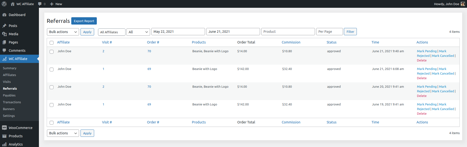 Admin - Referrals Table