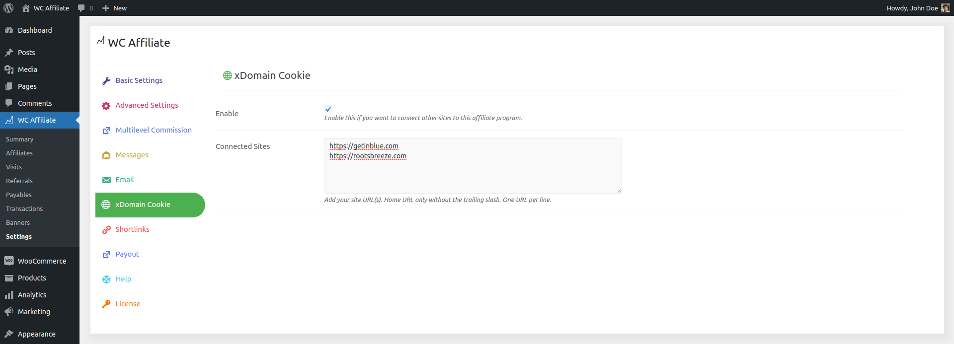 Admin - Cross-domain cookie settings