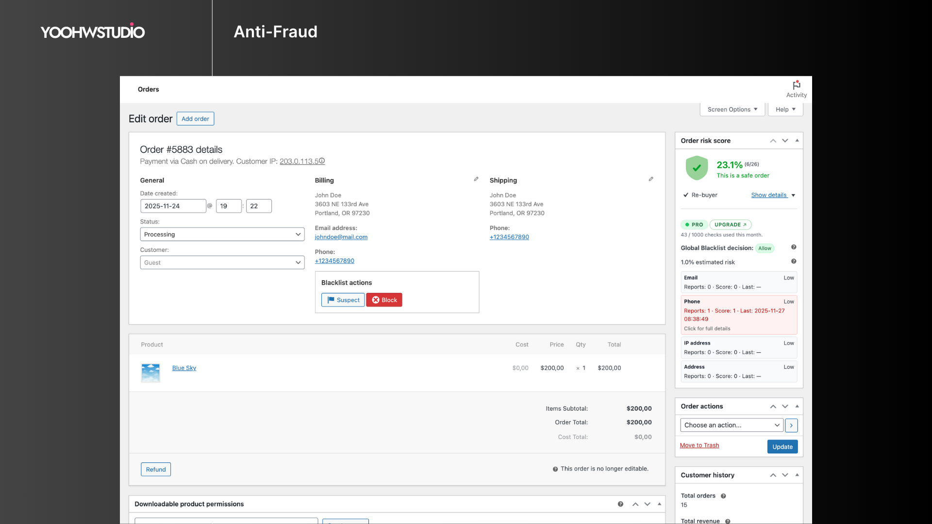 Blacklist Manager – WooCommerce Anti-Fraud & Checkout Verification & Spam Prevention (Contact Form 7, Gravity Forms, WPForms)