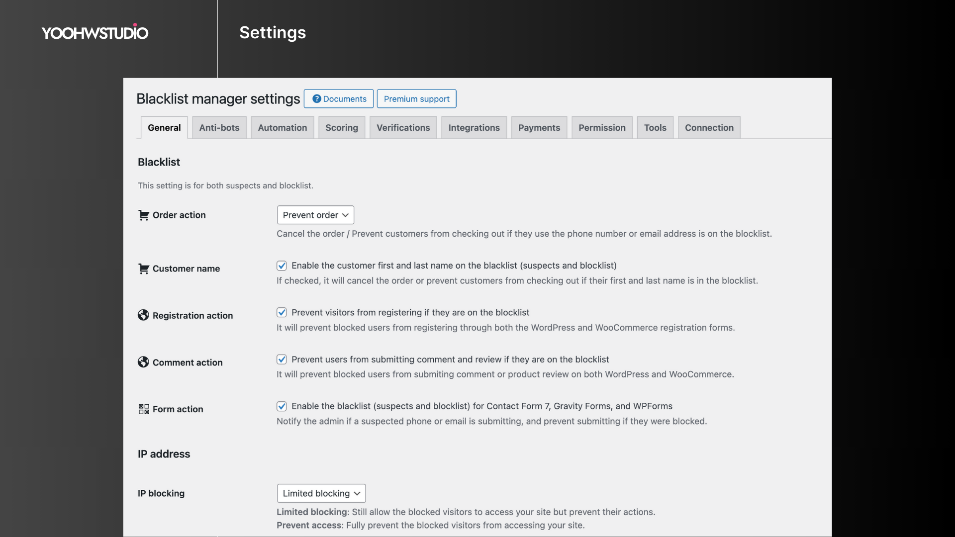 Blacklist Manager – WooCommerce Anti-Fraud & Checkout Verification & Spam Prevention