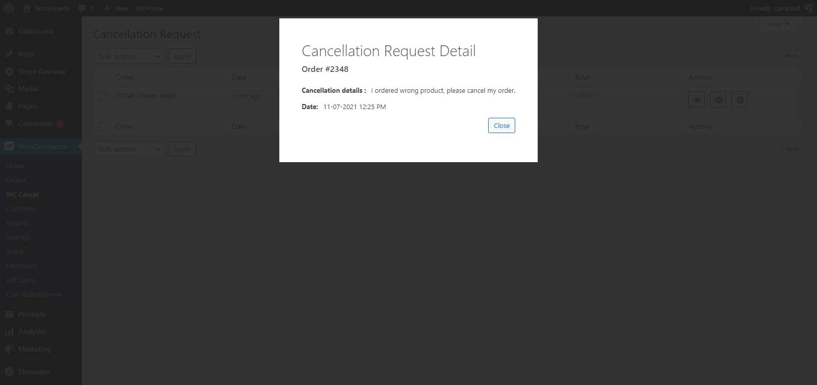 WC Cancel Order