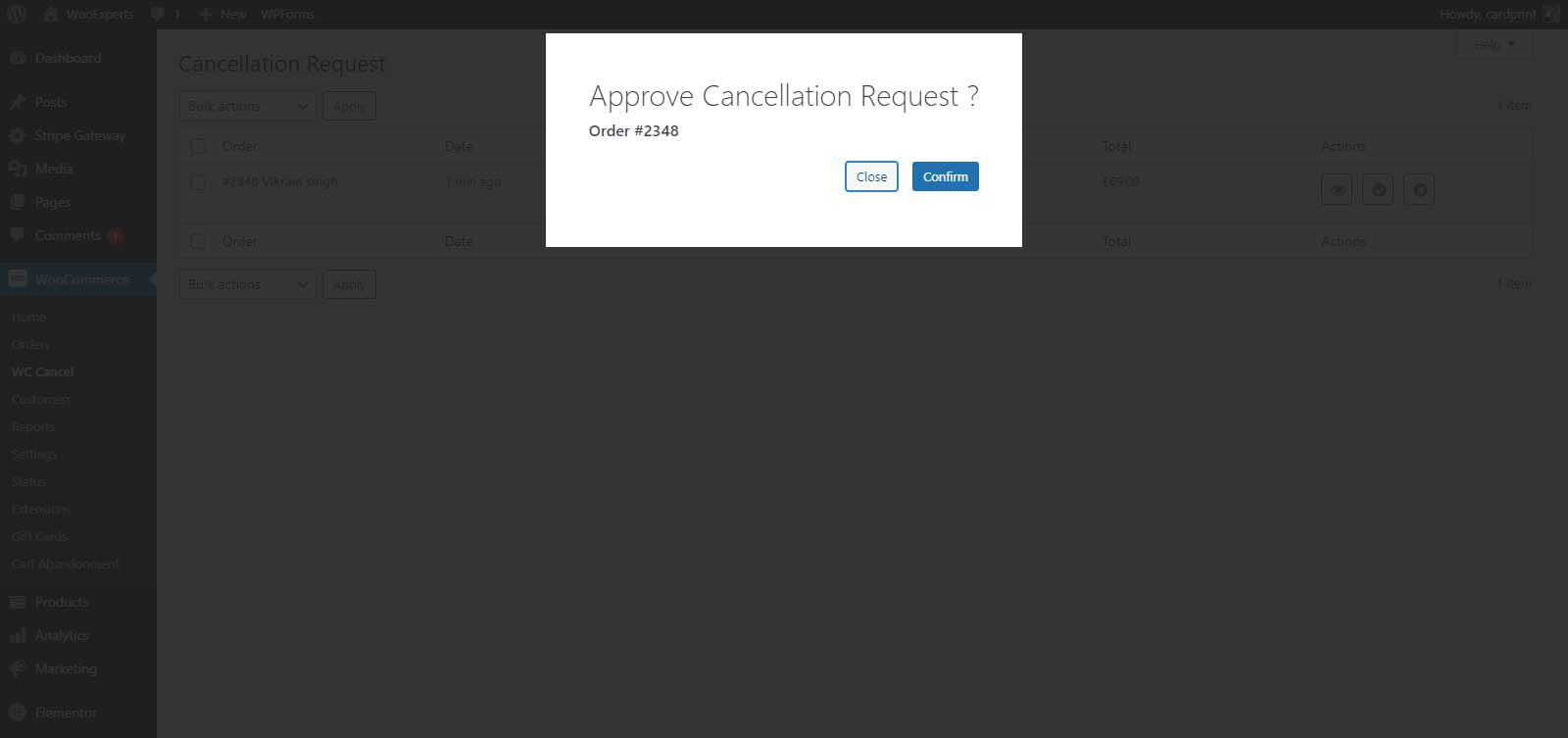 WC Cancel Order