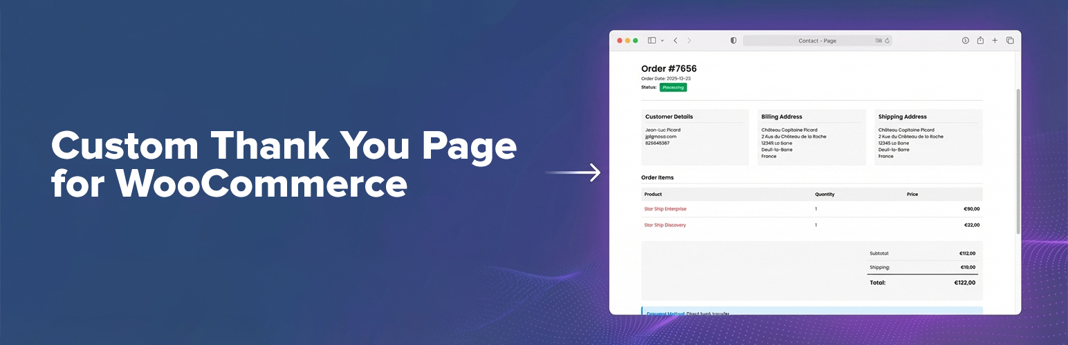 Custom Thank You Page for WooCommerce