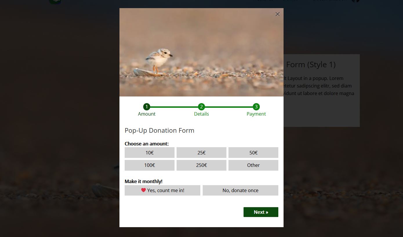 Use popup donation forms to collect donations even more elegantly.