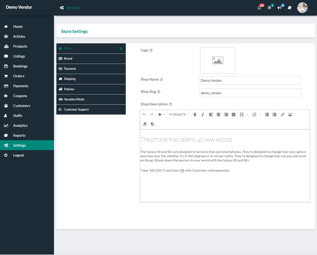 WCFM Settings Manager