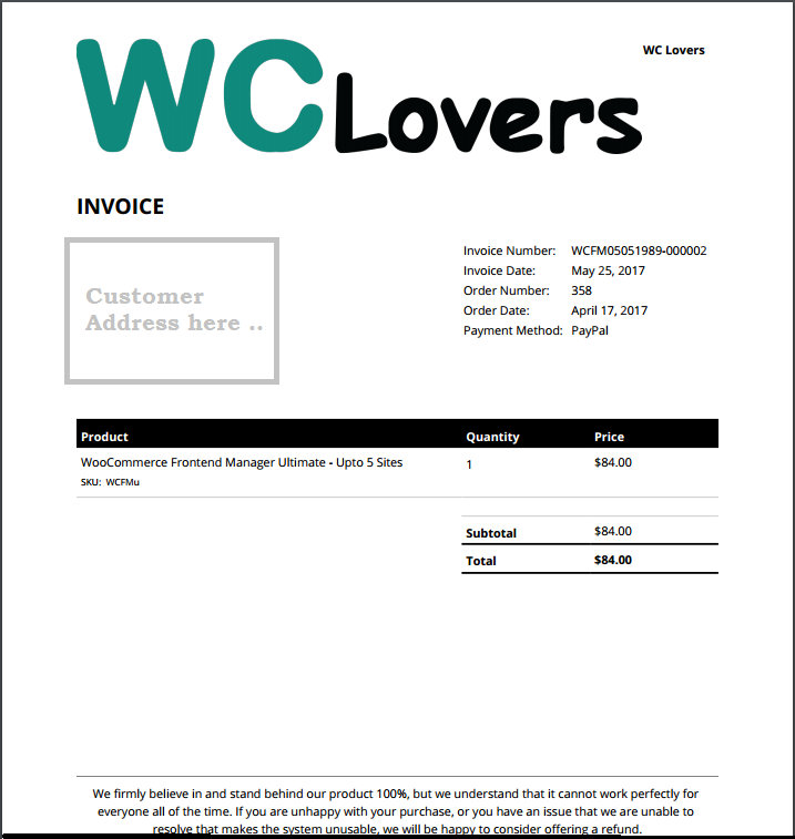 WCFM PDF Invoice