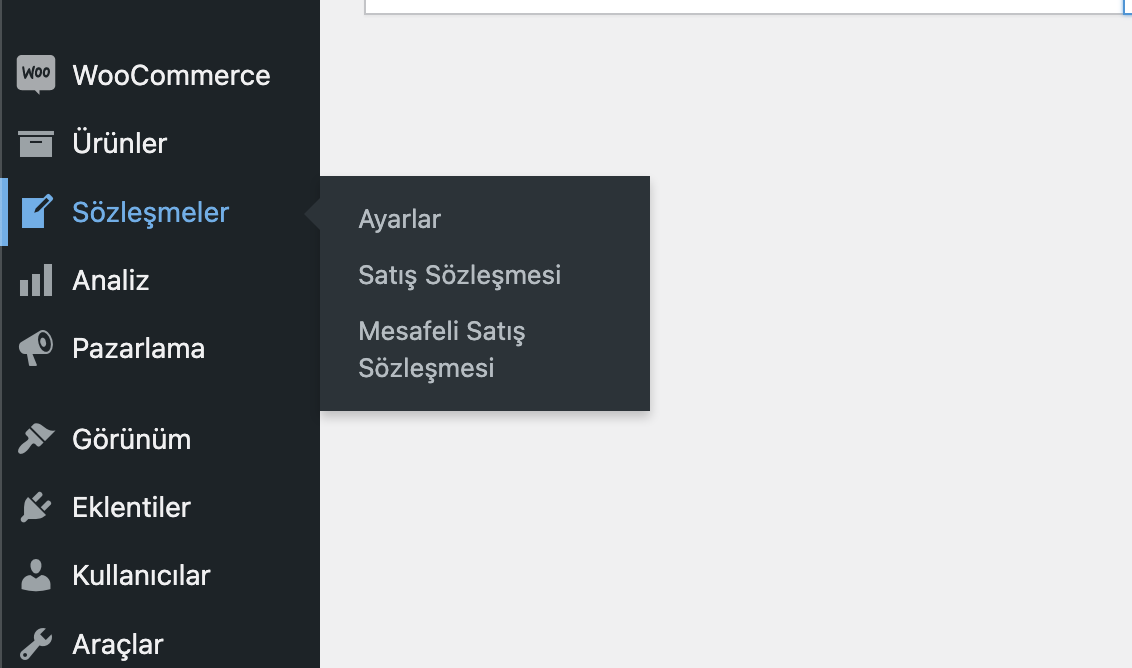 Contracts Admin Menu