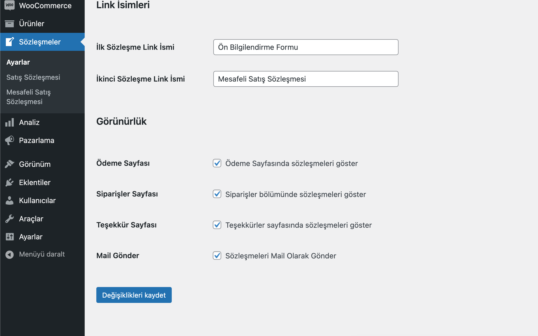 Options Section