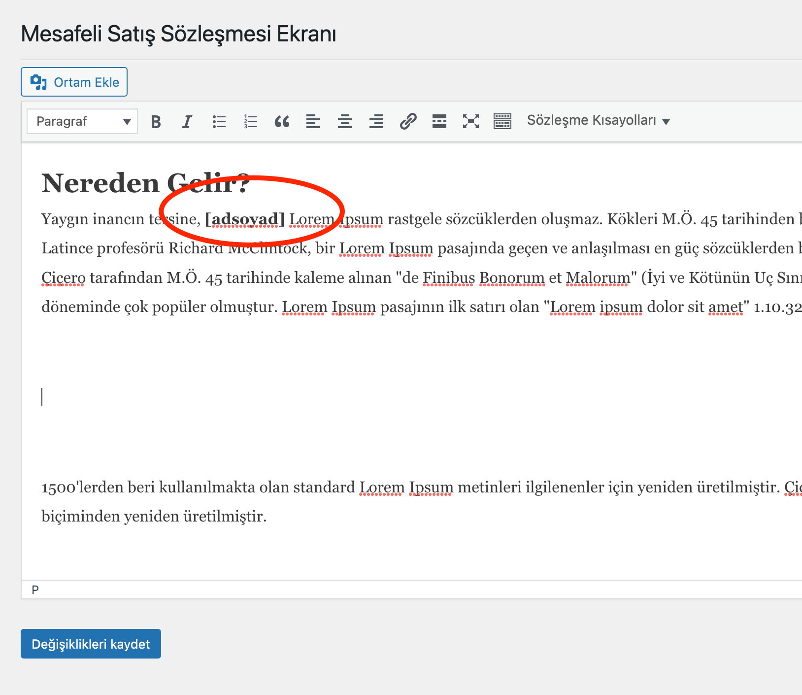 Inserting Shortcuts anywhere in the text
