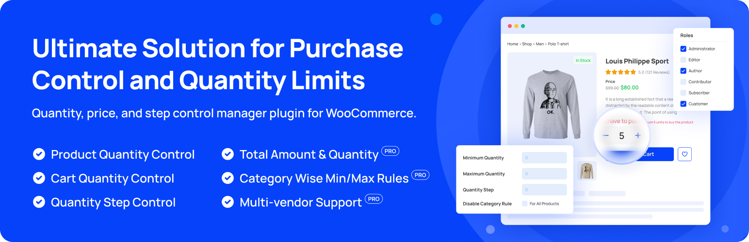 WordPress 外掛 WC Min Max Quantities – Set Minimum/Maximum Quantity & Price Limits with Step Control for WooCommerce 的封面圖片。