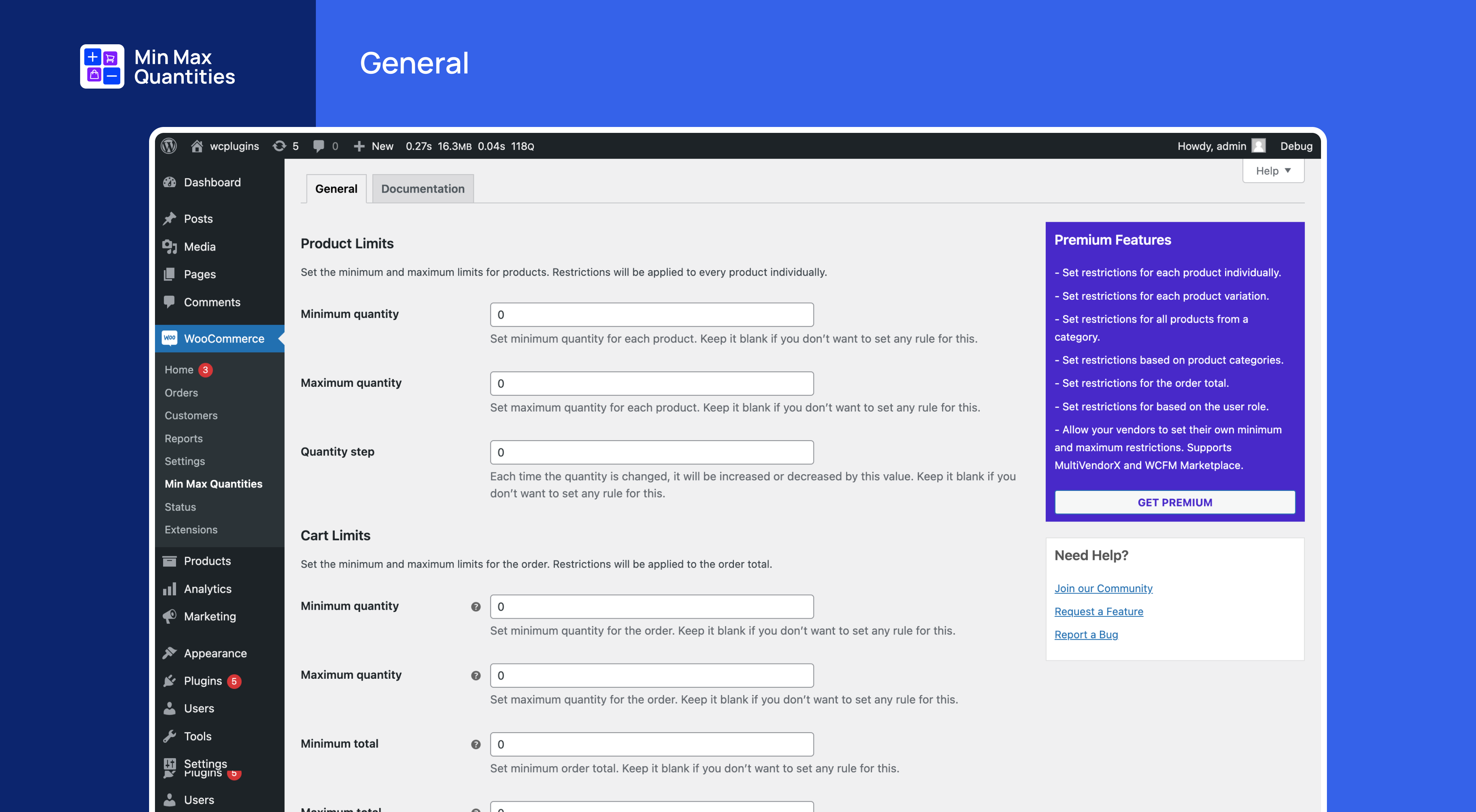 Per product settings