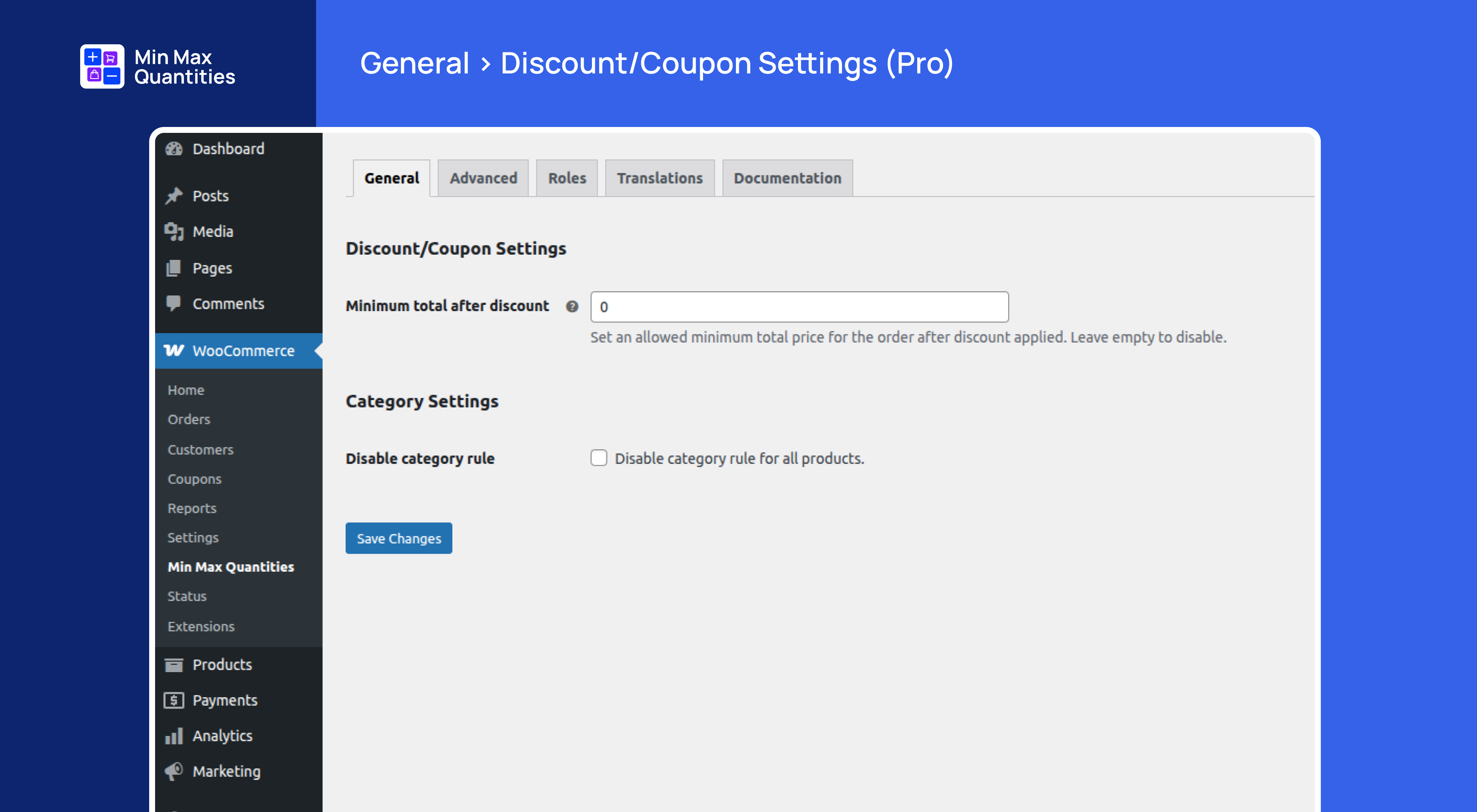 General > Discount Coupon Settings (Pro)