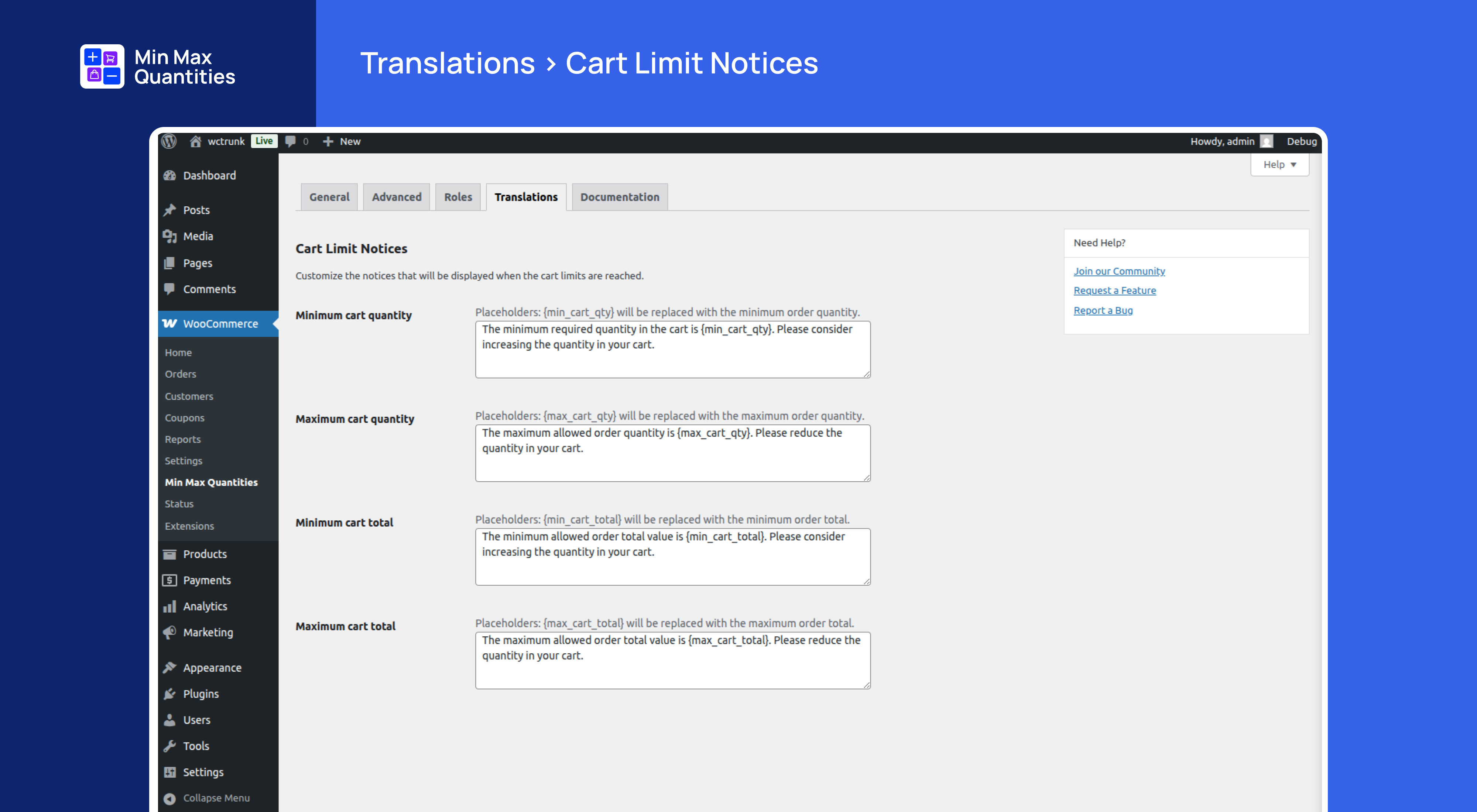 Translation > Cart Limit Notices (Pro)