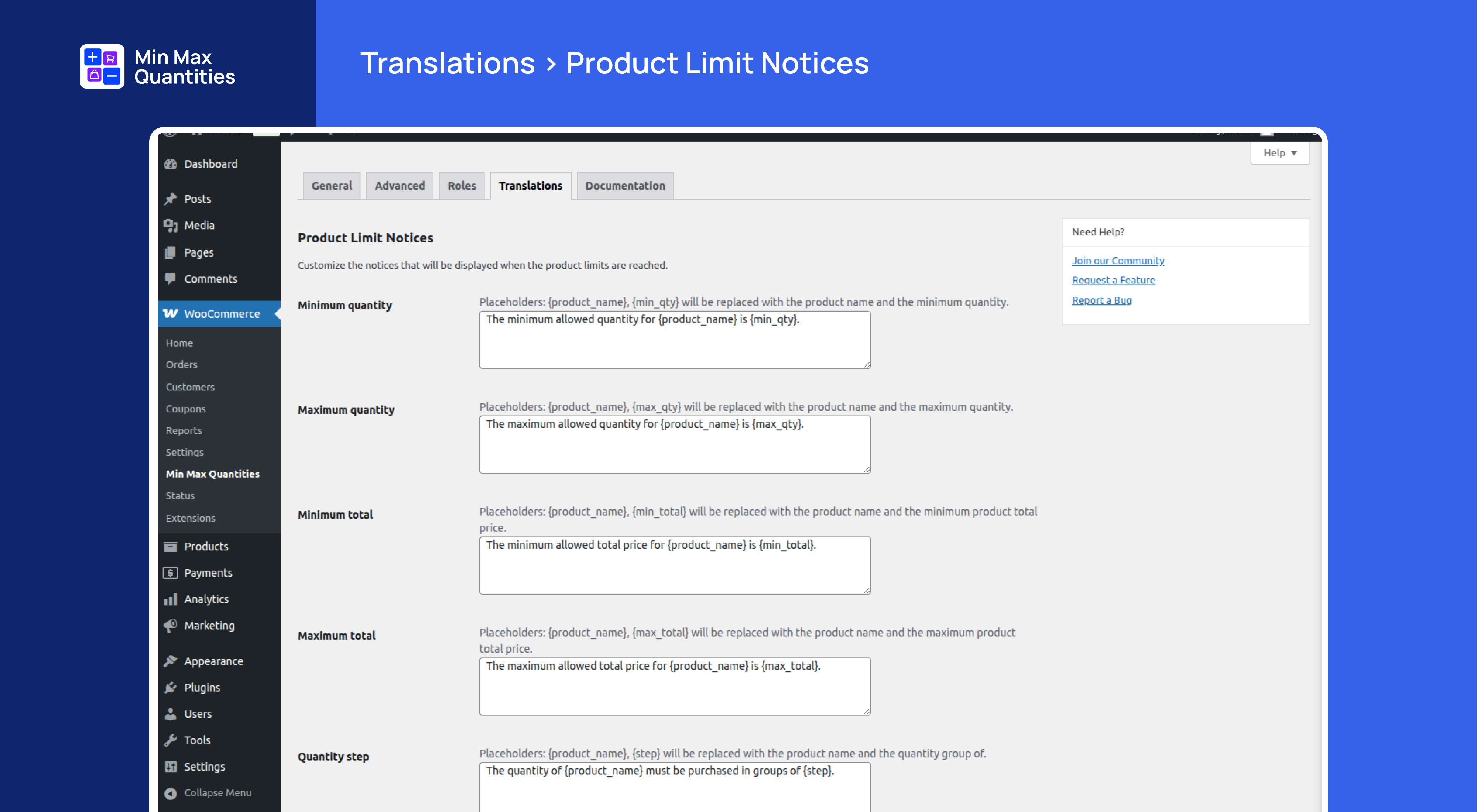 Translation > Product Limit Notices (Pro)