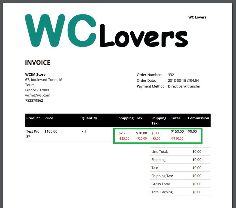 Store Invoice