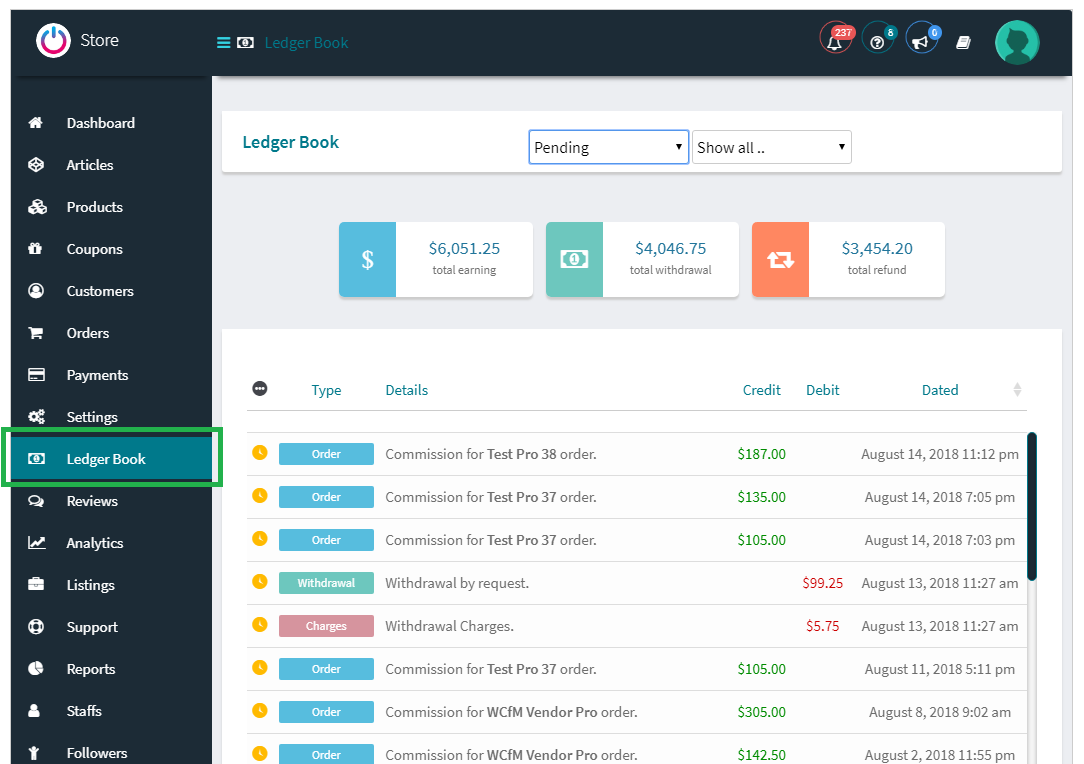 Vendor Ledger Book