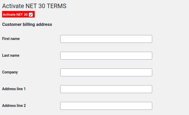 NET-30 Terms for Woocommercee