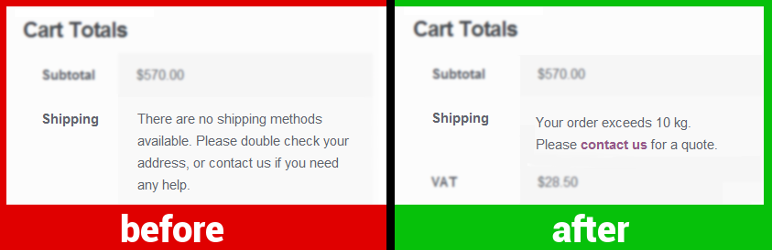 WooCommerce No Shipping Message