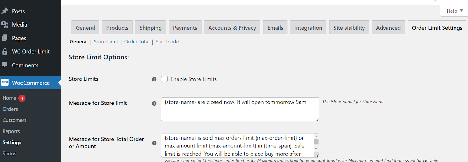 Order Limit for WooCommerce