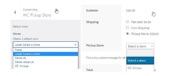 Default label in Store picker on the Checkout page