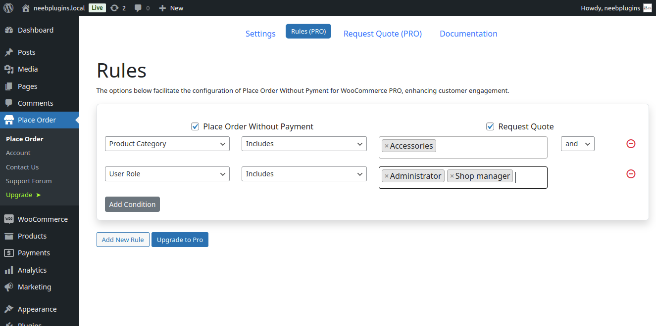 PLace Order Rules.
