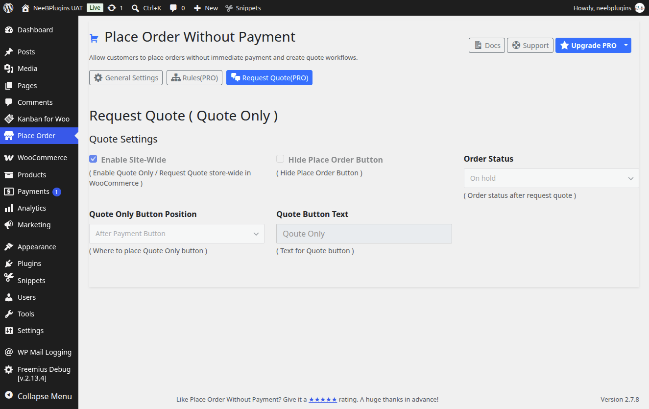 Quote checkout