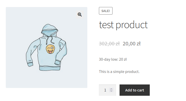 Lowest price information displayed on single product page.