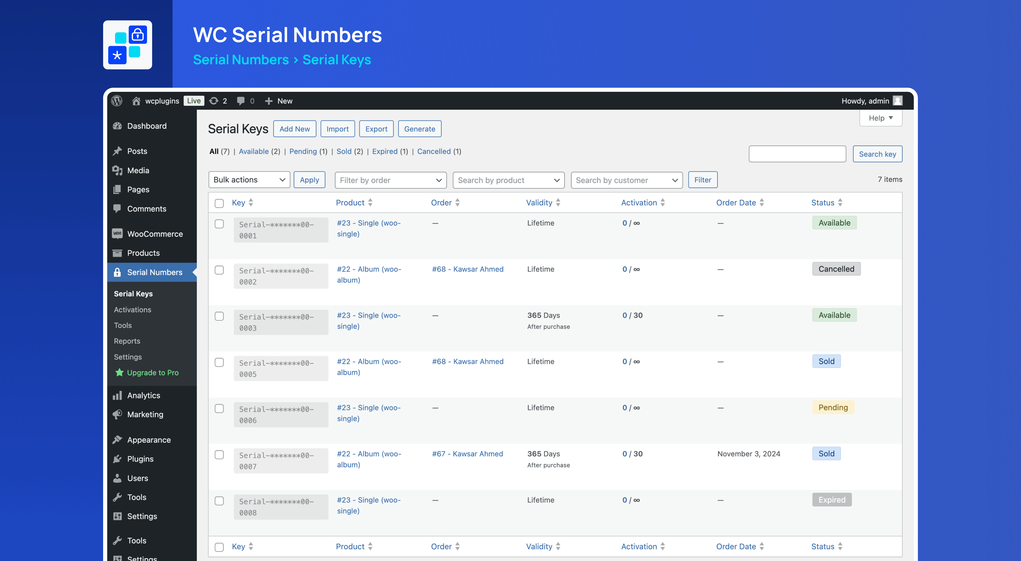 Serial Keys List