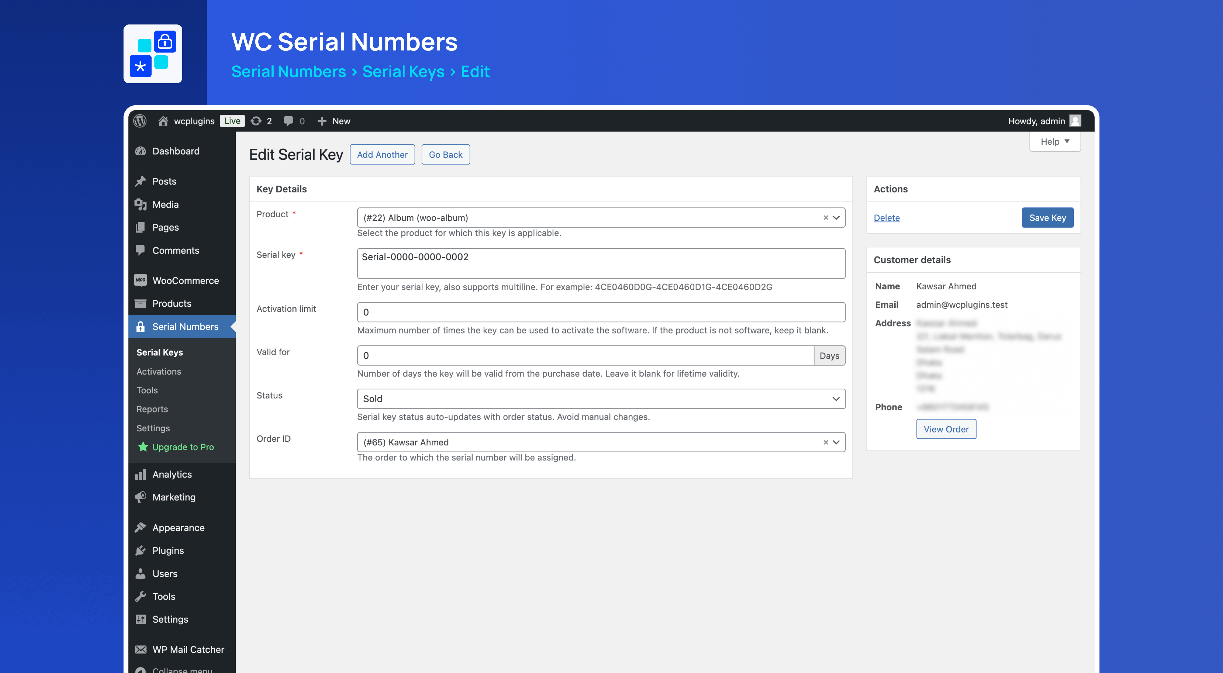 Edit Serial Key