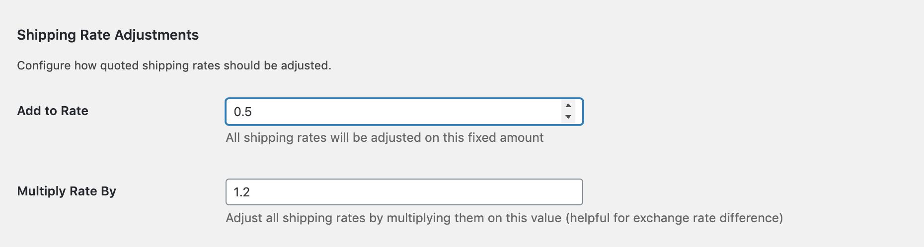 Configure shipping rate adjustments