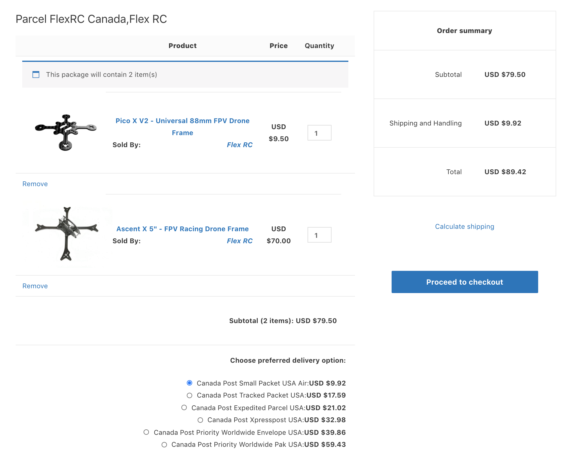 Live shipping rates in the cart