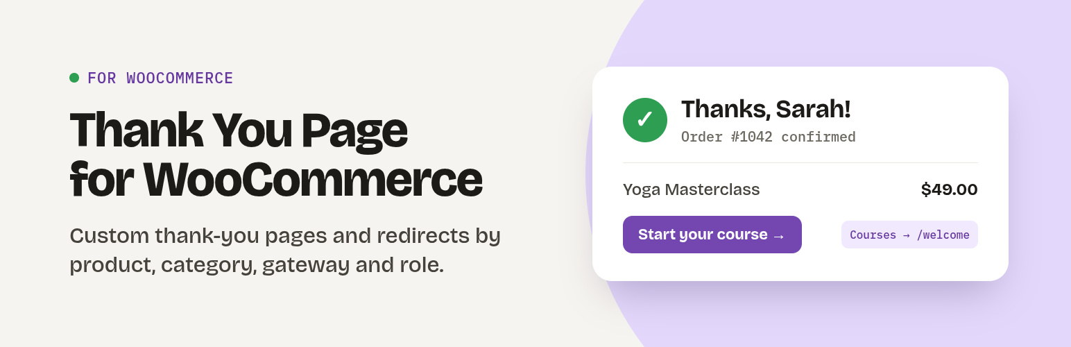 Thank You Page for WooCommerce preview