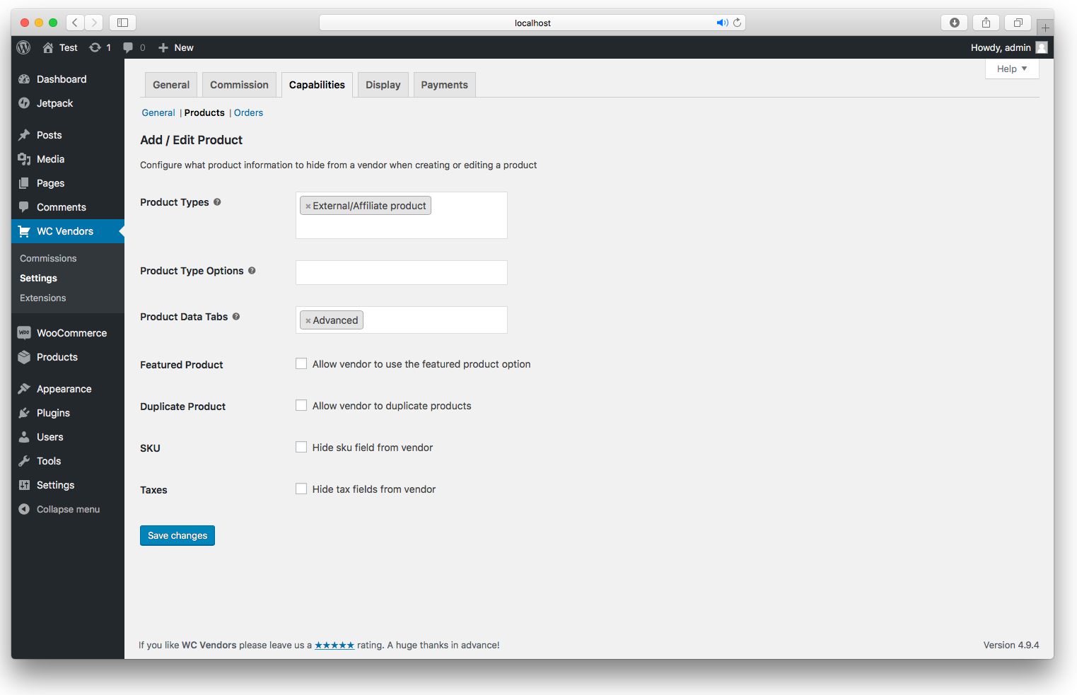 Capabilities Product - Configure what to hide from the vendor on the product edit screen