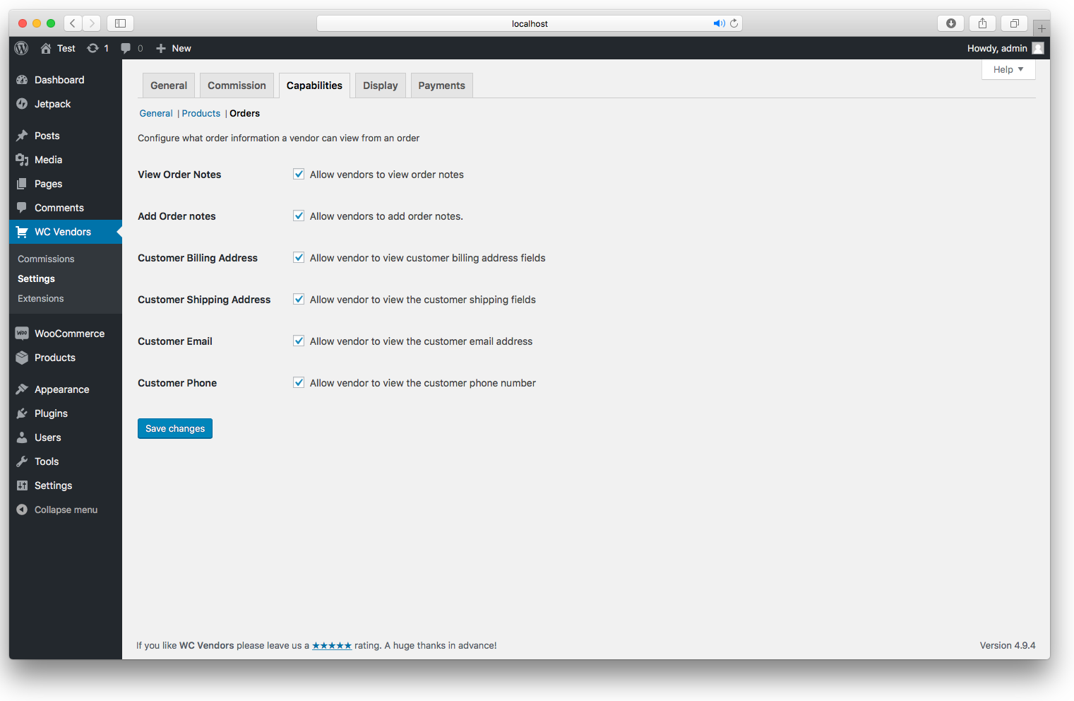 Capabilities Order - Configure what the vendors can do with their orders