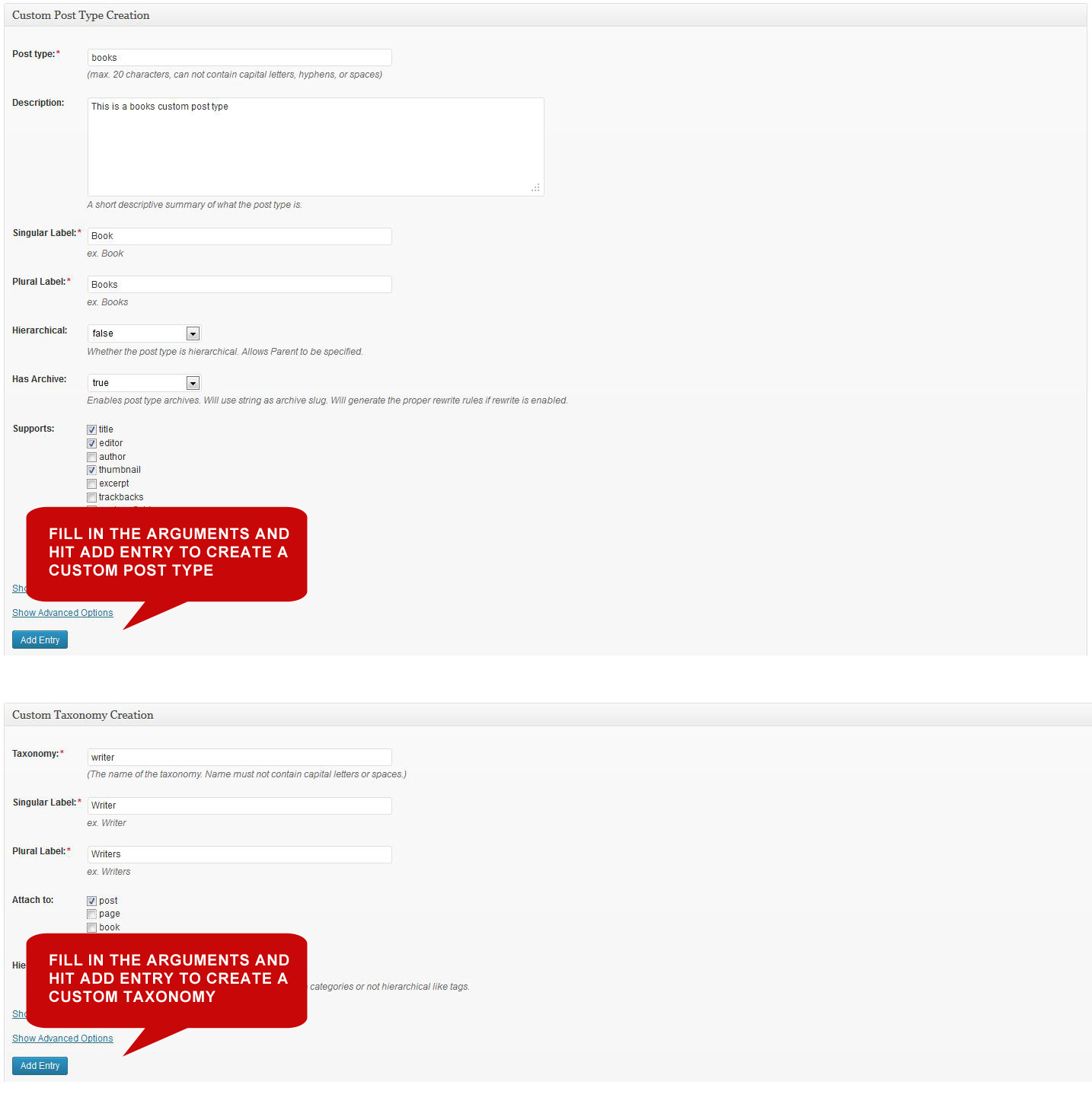 Creating custom post types and taxonomies