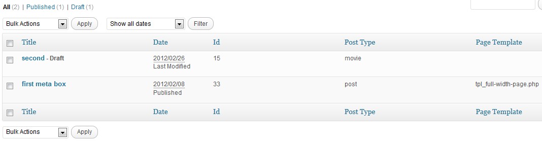 Custom Fields Creator - list of Meta boxes